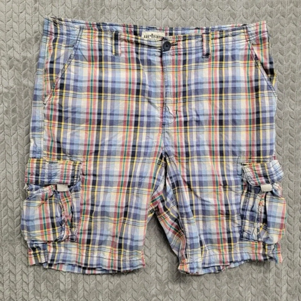 Urban Pipeline Cargo Shorts Mens Sz 40‎ Plaid Woven Cotton Multicolor 11